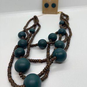 Plunder Wood Bead Necklace & Earring Set